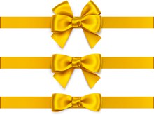 3款金黄色蝴蝶结丝带矢量