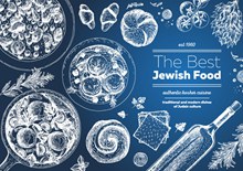 创意手绘犹太食品菜单矢量图下载