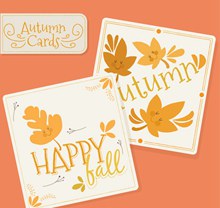 2款可爱秋季树叶卡片矢量