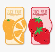 彩色果汁橙子和草莓标签矢量下载