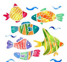 彩绘花纹鱼类矢量