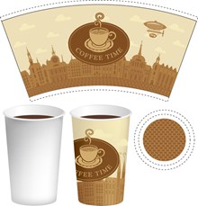 纸质咖啡杯子包装图案创意矢量图下载