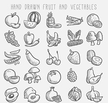 25款手绘水果和蔬菜矢量