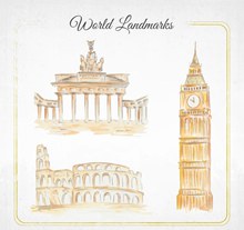 彩绘世界著名建筑矢量图片