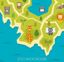 创意动物园动物分布地图矢量下载