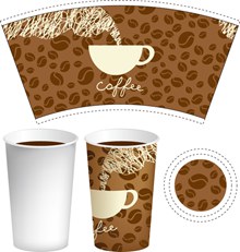 纸质咖啡杯子包装图案创意矢量图