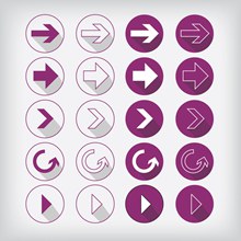 白色和紫色箭头图标图矢量素材