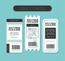 3款白色动物园门票设计矢量下载
