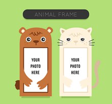 2款可爱动物照片框架矢量图下载