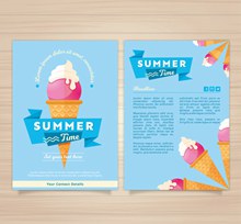 美味冰淇淋夏季度假宣传单矢量下载
