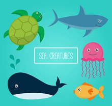 5款卡通海洋动物矢量图片