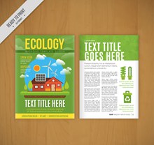绿色生态学宣传单页矢量