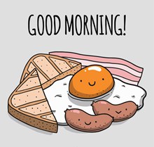 彩绘可爱卡通早餐食物矢量图片