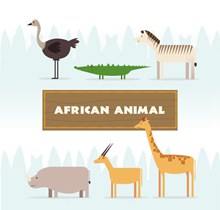 6款创意非洲动物侧面矢量素材