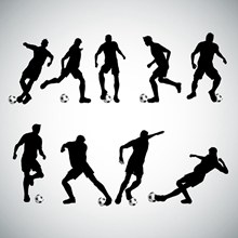 9款动感踢足球人物矢量图片