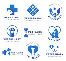 9款蓝色宠物医院标志矢量素材
