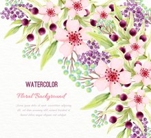 水彩绘美丽花卉设计矢量图下载