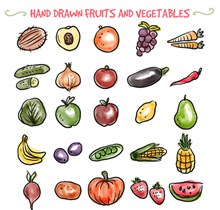 25款手绘水果和蔬菜矢量图