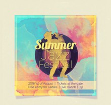 夏季爵士乐音乐节海报矢量图