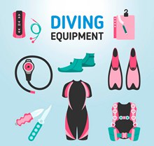 10款粉色系潜水装备矢量图