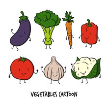 7款可爱卡通蔬菜设计矢量图