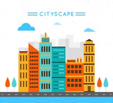 彩色城市楼群设计矢量图片