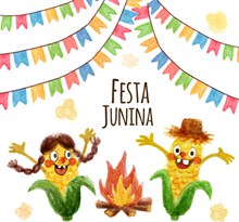 彩绘玉米巴西六月节贺卡图矢量图