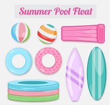 8款彩色夏季游泳圈和泳池充气玩具矢量下载