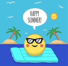 卡通海上度假的夏日太阳矢量下载