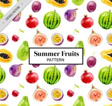 彩色夏季水果无缝背景图矢量图下载