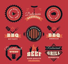 9款创意烧烤BBQ标签矢量图片