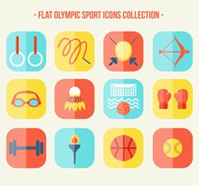 12款彩色奥运会比赛项目图标图矢量图