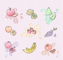 9款彩绘水果设计矢量图下载