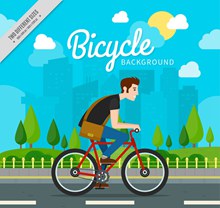 骑单车的城市男子矢量下载