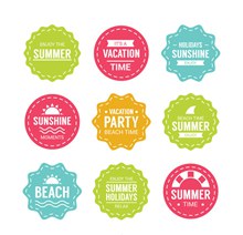 9款清新彩色夏季度假标签图矢量图片