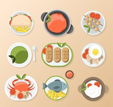9款美味食物俯视图设计矢量素材