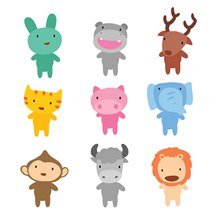 9种可爱卡通小动物矢量图片
