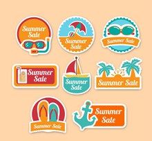 8款彩色夏季假日促销标签图矢量下载