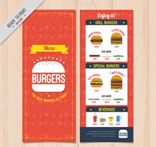 创意汉堡包菜单设计正反面矢量