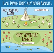 2款手绘森林探险banner矢量图