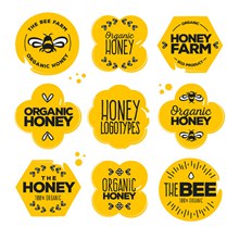 8款创意有机蜂蜜标志图矢量图