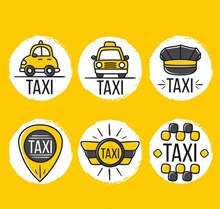 6款创意出租车元素标签矢量下载