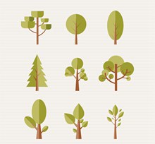 9款扁平化森林树木图矢量下载