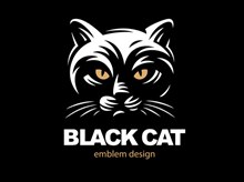 黑猫元素标志设计矢量图片