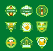 9款绿色优质啤酒标签矢量图片