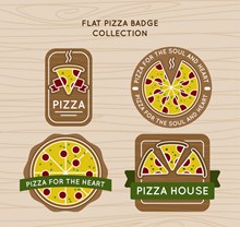 4款创意披萨徽章矢量