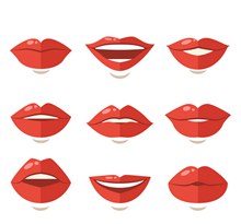9款扁平化红色嘴唇设计矢量图片