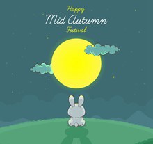 可爱中秋节望月的兔子图矢量