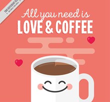 可爱表情咖啡海报矢量