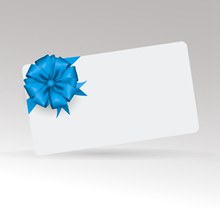 蓝色丝带花装饰空白卡片矢量素材